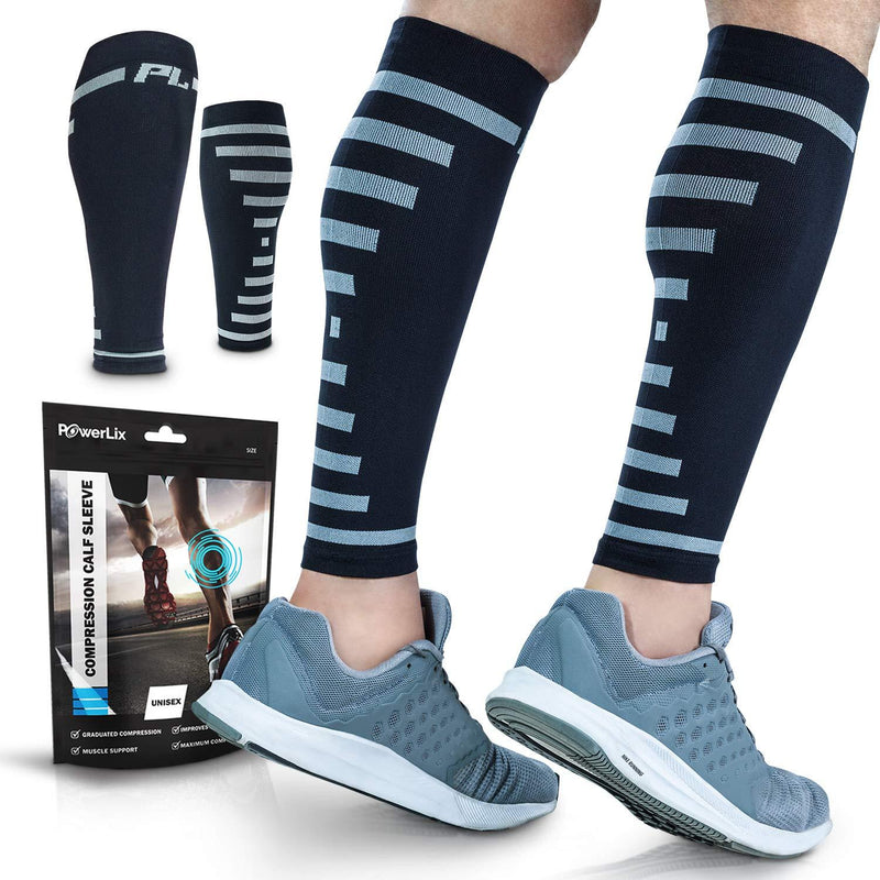 PowerLix Calf Compression Sleeve (Pair) – Supreme Shin Splint Sleeves for Men & Women – Perfect for Your Calves for Running, Ultimate Support for Leg Pain Relief and Recovery – 20-30 mmHg Gray Large/X-Large - BeesActive Australia