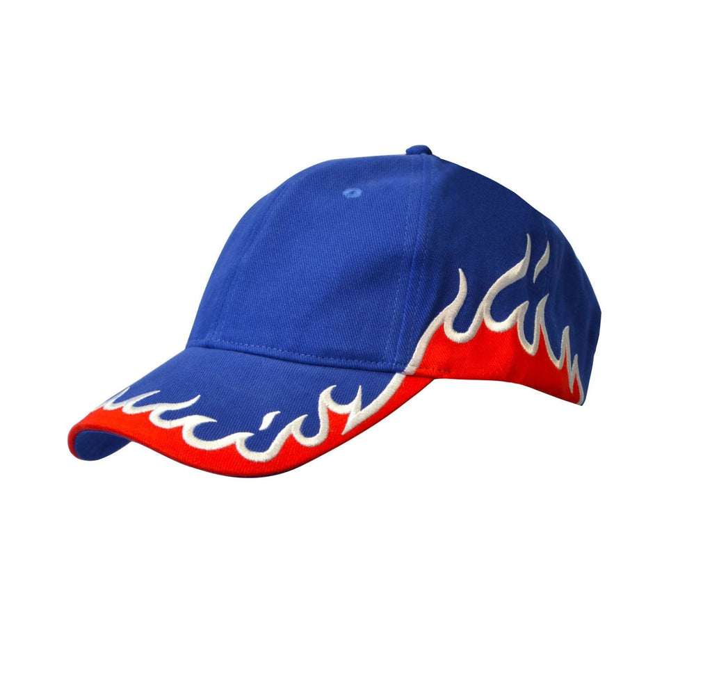 Tirrinia Cotton Racing Cap with Embroidered Fire Flames Flame Royal - BeesActive Australia