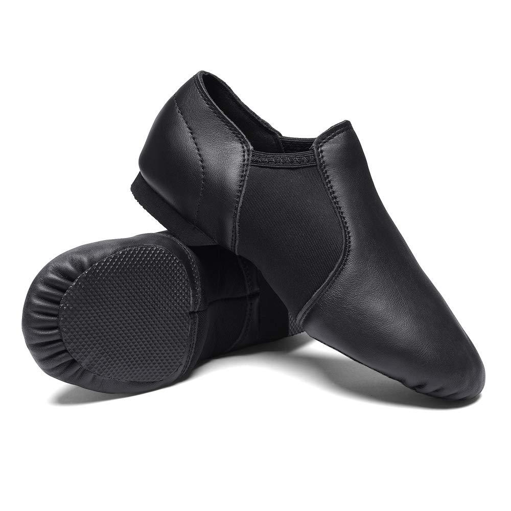 [AUSTRALIA] - STELLE Leather Jazz Slip-On Dance Shoes for Girls Boys Toddler Kid 12 Little Kid Black 