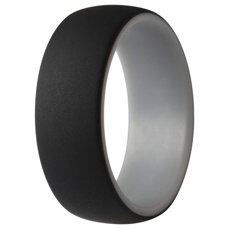 ThunderFit Silicone Wedding Rings for Men - 10 Rings / 7 Rings / 4 Rings / 1 Ring - 2 Layer Round Rubber Engagement Bands - 8.7mm Wide - 2mm Thick 1 Ring - Black-Grey 5.5 - 6 (16.5mm) - BeesActive Australia