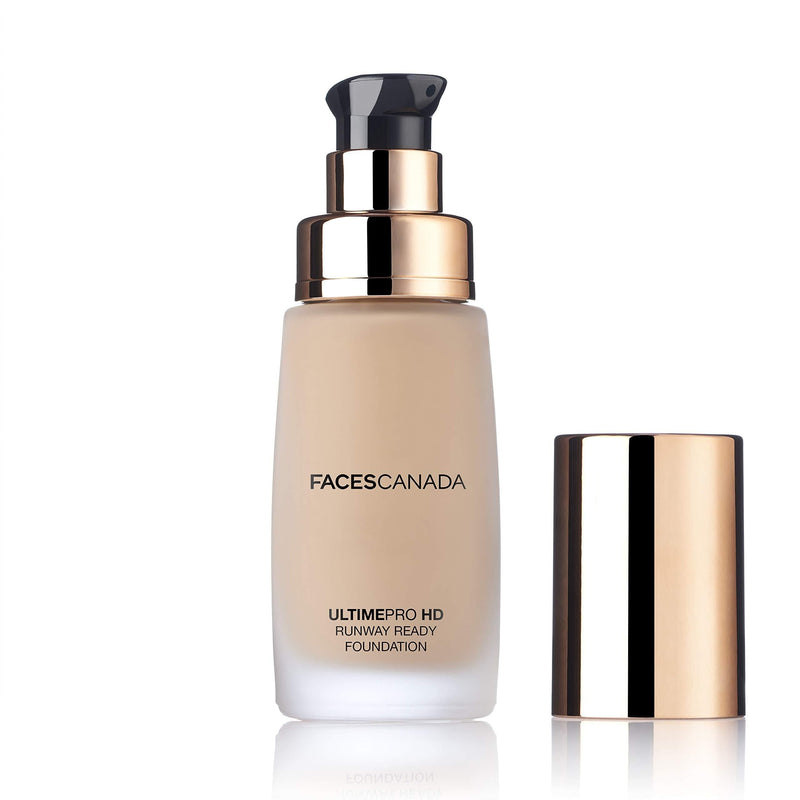 Faces Canada HD Runway Ready Foundation, Red Orange Extract & Gold particles, High Coverage, Oil-Free, Flawless Radiance, Vegan & Cruelty Free, Paraben Free, Ivory 01 (Beige), 1.01 Fl Oz - BeesActive Australia