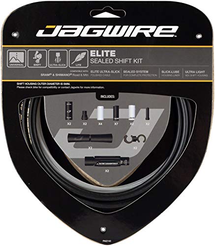 Jagwire - Universal 2X Elite Sealed DIY Shift Cable Kit | for Road, MTN, and Gravel Bike | SRAM and Shimano Shifter Compatible, Polished Ultra Slick Cables with Lubricated Liners, 3 Colors Black - BeesActive Australia