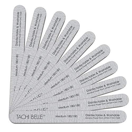 Tachibelle 10 Pcs Premium JAPAN Abrasive 180/180 Fine Disinfectable Washable Zebra Perfect Files for Natural Nails - BeesActive Australia