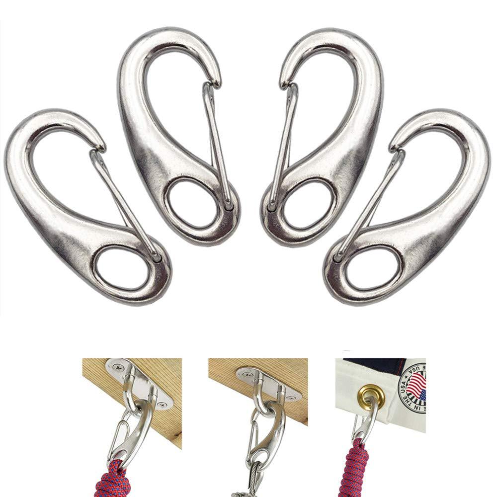 Flag Carabiner Hooks 4 Pack Stainless Steel Spring Snap Hooks Clips for Keychain Backpack Climbing Hiking Gym and Attach Dog Leashes Carabiner Clips - BeesActive Australia