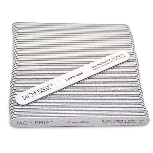 Tachibelle 50 Pcs Premium JAPAN Abrasive 80/80 Grit Coarse Disinfectable Washable Zebra File Nail Art Sanding Nail Files - BeesActive Australia