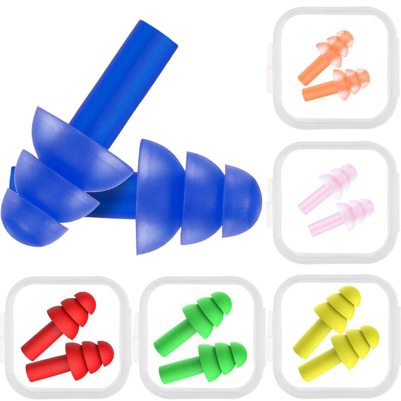 [AUSTRALIA] - Bememo 6 Pairs Ear Plugs Noise Cancelling Reusable Earplugs for Sleeping and Swimming, 6 Assorted Colors 