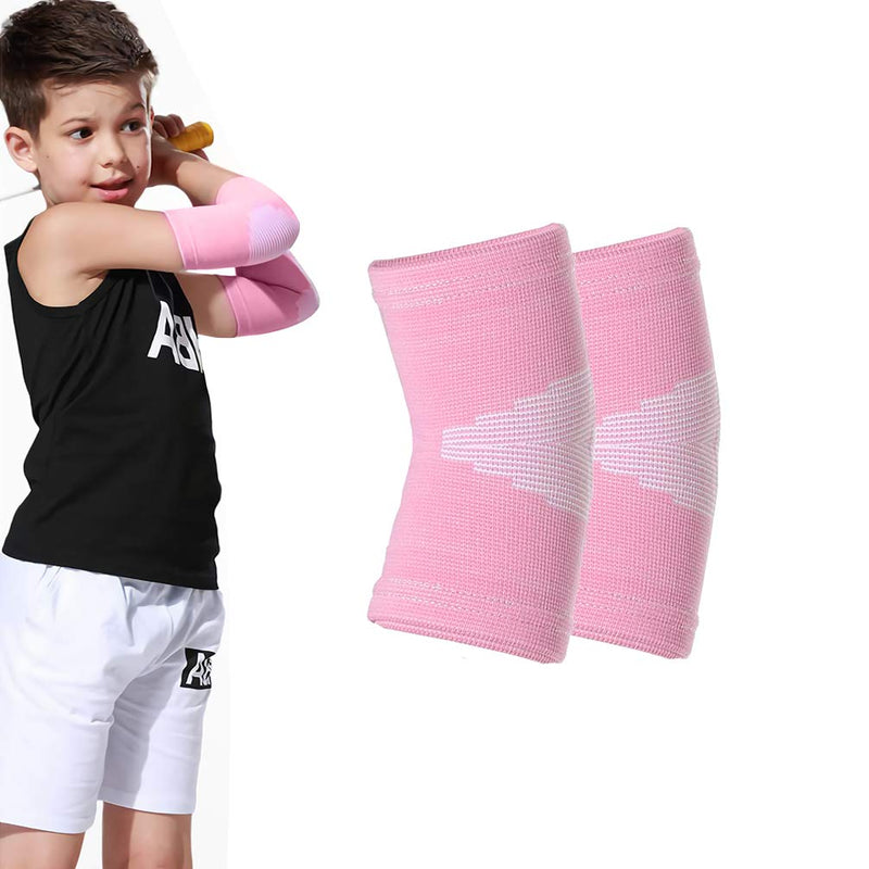 Kids Knit Elbow Brace Support - Luwint Compression Arm Protection Sleeves for Volleyball Weightlifting Tennis Tendonitis, 1 Pair (Pink) Pink - BeesActive Australia