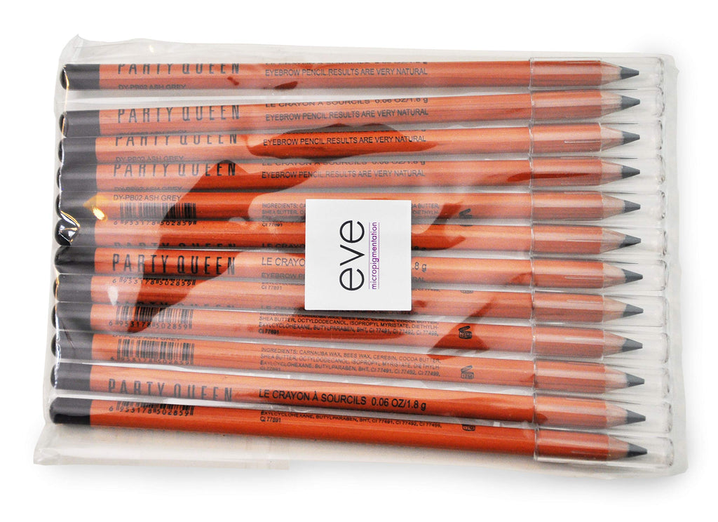 Eyebrow pencils - Party Queen - Ash Grey/Light Black - 12 pcs - Excellent Eyebrow Designing tool for Mircroblading and PMU Artist - BeesActive Australia