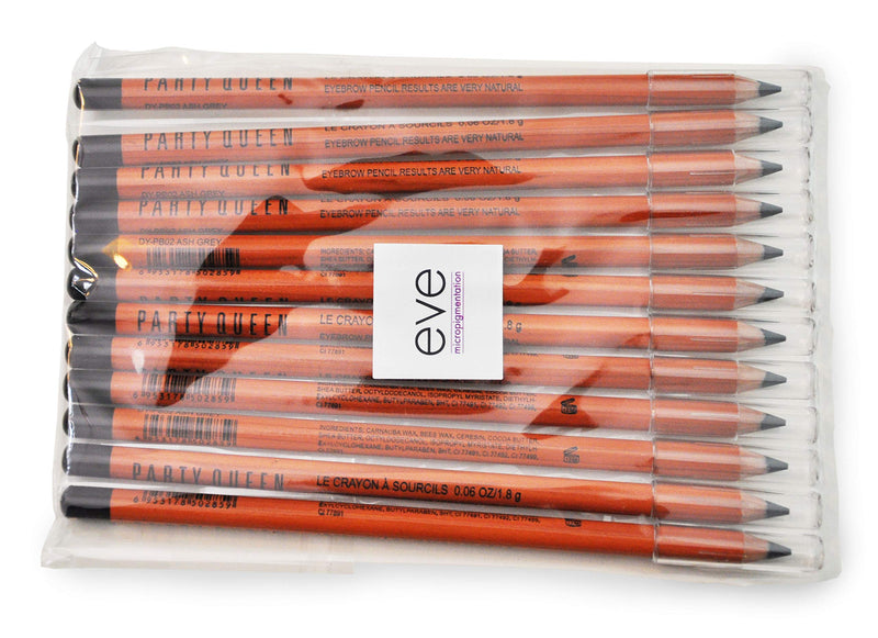 Eyebrow pencils - Party Queen - Ash Grey/Light Black - 12 pcs - Excellent Eyebrow Designing tool for Mircroblading and PMU Artist - BeesActive Australia