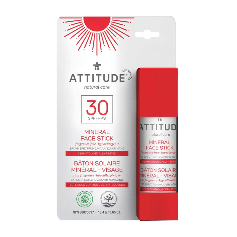 ATTITUDE Natural Care, Hypoallergenic 100% Mineral Sunscreen Face Stick, Spf 30, 0.65 oz - BeesActive Australia