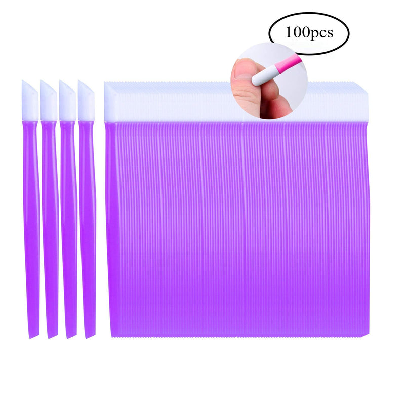 Laza 100 Pcs Plastic Handle Cuticle Pusher Rubber Tipped Nail Cleaner Manicure Tools for Men and Women - Purple - BeesActive Australia