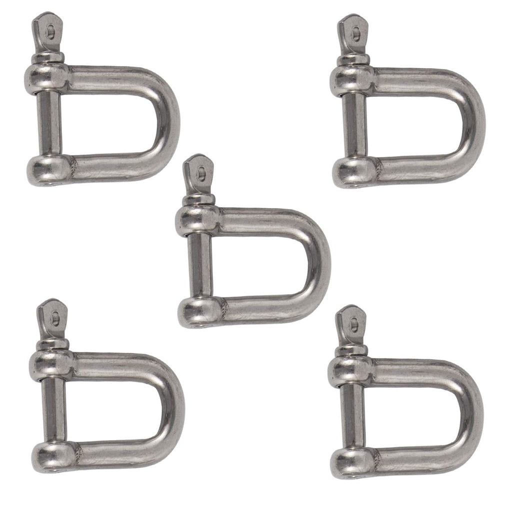 [AUSTRALIA] - M6 D Ring Bow Shackles 5PCs M6 Stainless Steel D Ring Bow Shackle U Lock Wire Rope Fastener 