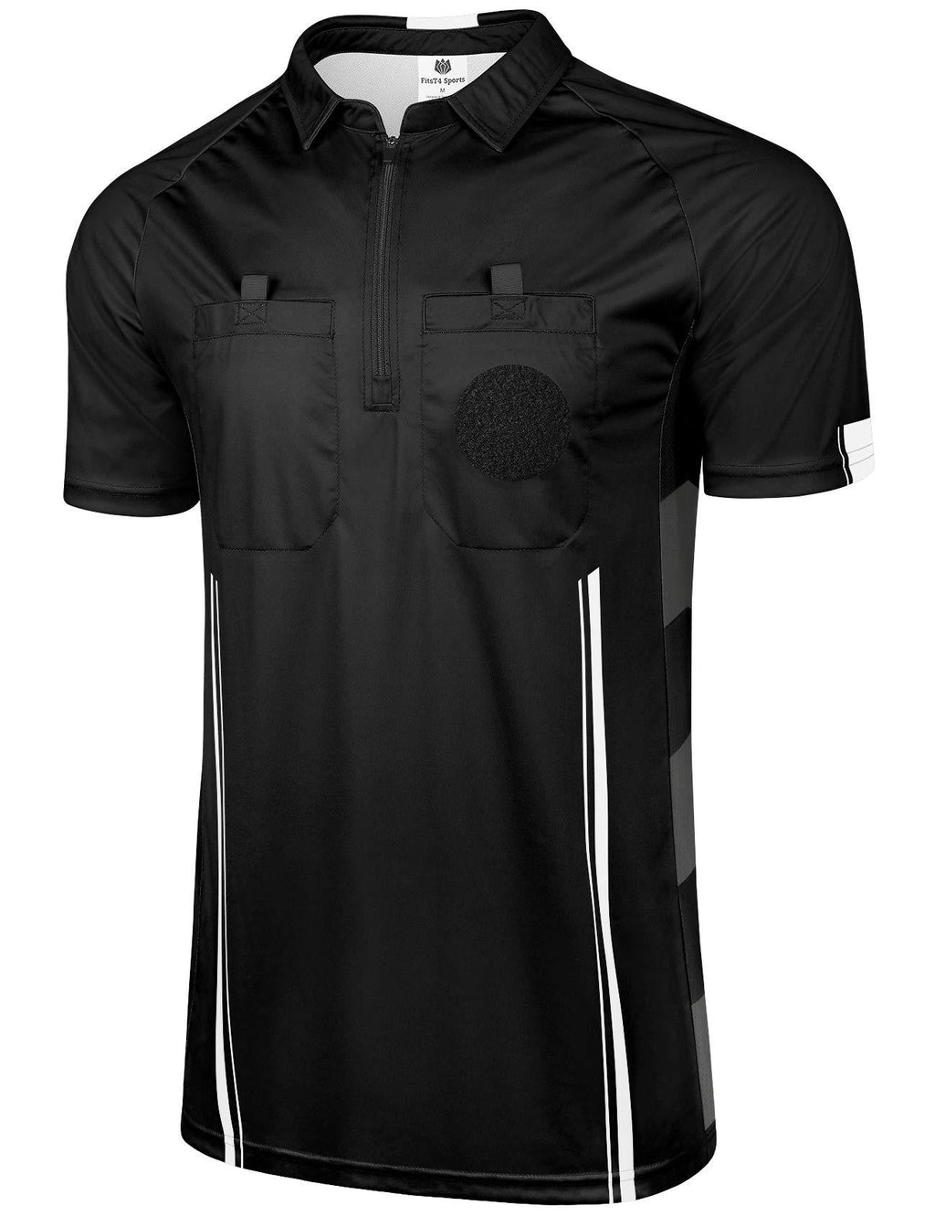 FitsT4 Pro Soccer Referee Jersey Short Sleeve Ref Shirts Black X-Small - BeesActive Australia