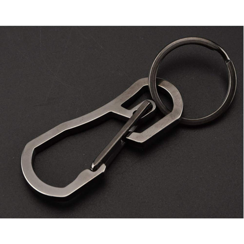 Alsmiley Carabiner Clip Retractable Ring Set Titanium KeyChain Quick Release Hooks for Men Women 1 Pack Black - BeesActive Australia
