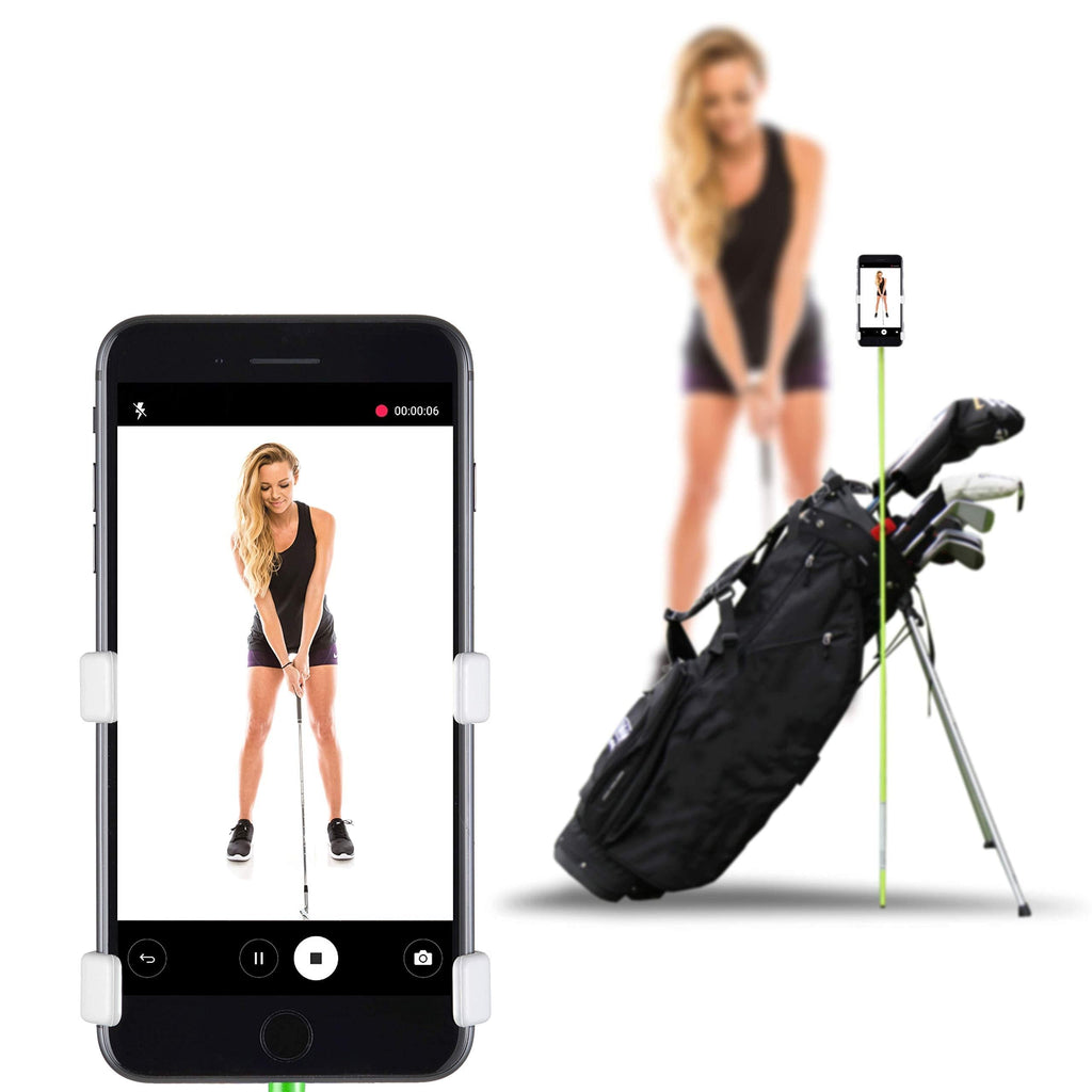 SelfieGOLF Record Golf Swing - Cell Phone Holder Golf Analyzer Accessories | Winner of The PGA Best Product | Selfie Putting Training Aids Works with Any Golf Bag and Alignment Stick Blue/White - BeesActive Australia