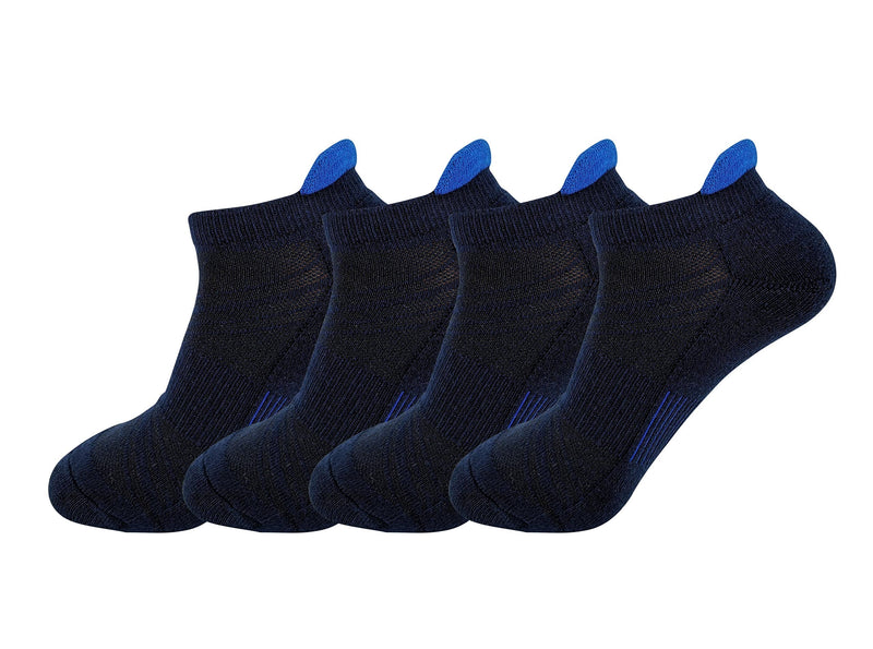 HaloYIYI Mens Ankle Athletic Moisture Wicking Cushion Low Cut Tab Socks,4 Pairs 6-11 Navy Blue - BeesActive Australia