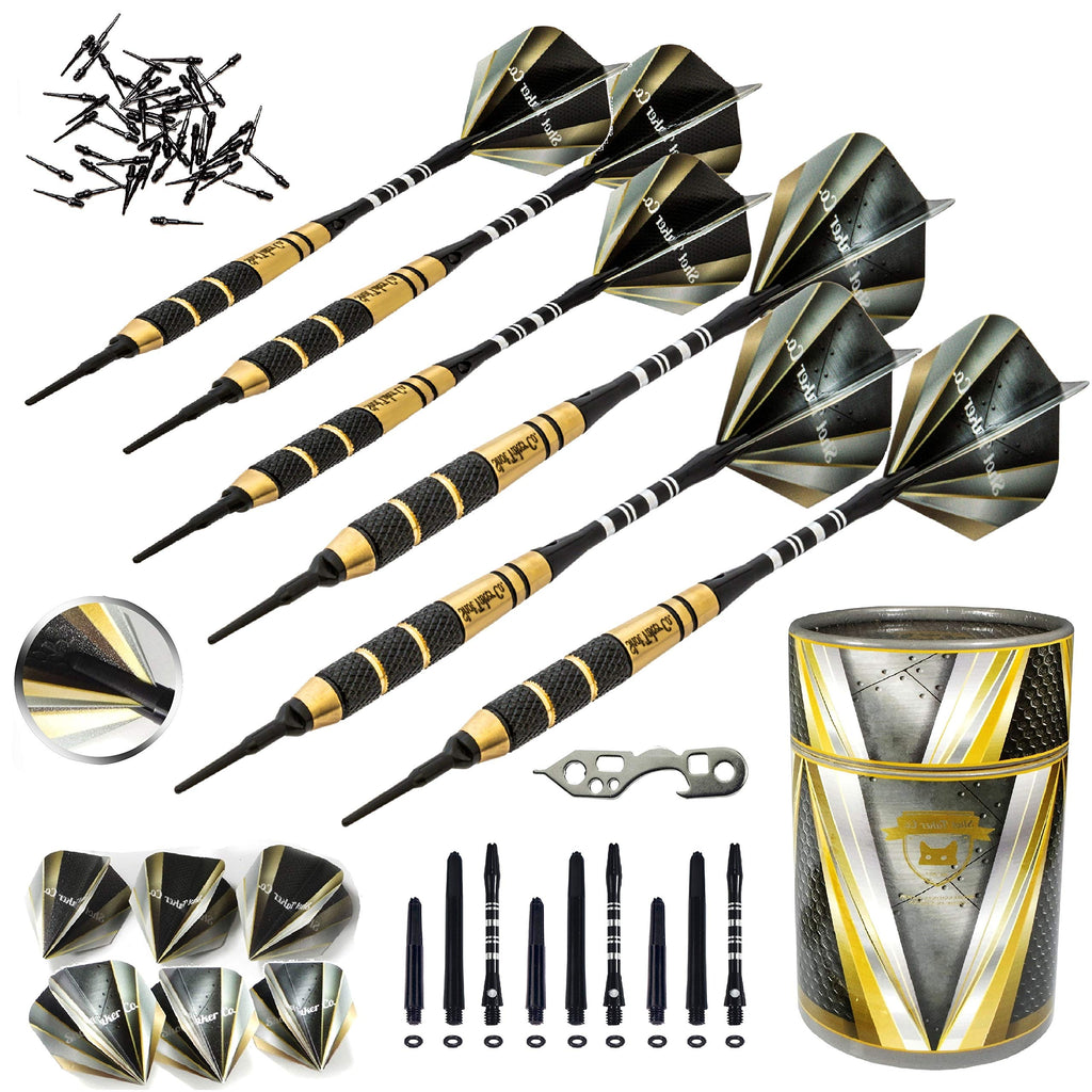 [AUSTRALIA] - SHOT TAKER CO. EST. 2017 Soft Tip Darts Set D- Professional Darts with Customizable Configuration, Aluminum and Plastic Shafts, O-Rings, Flights, Dart Tool, 50 pc Extra 2BA Tips, Gift Case 