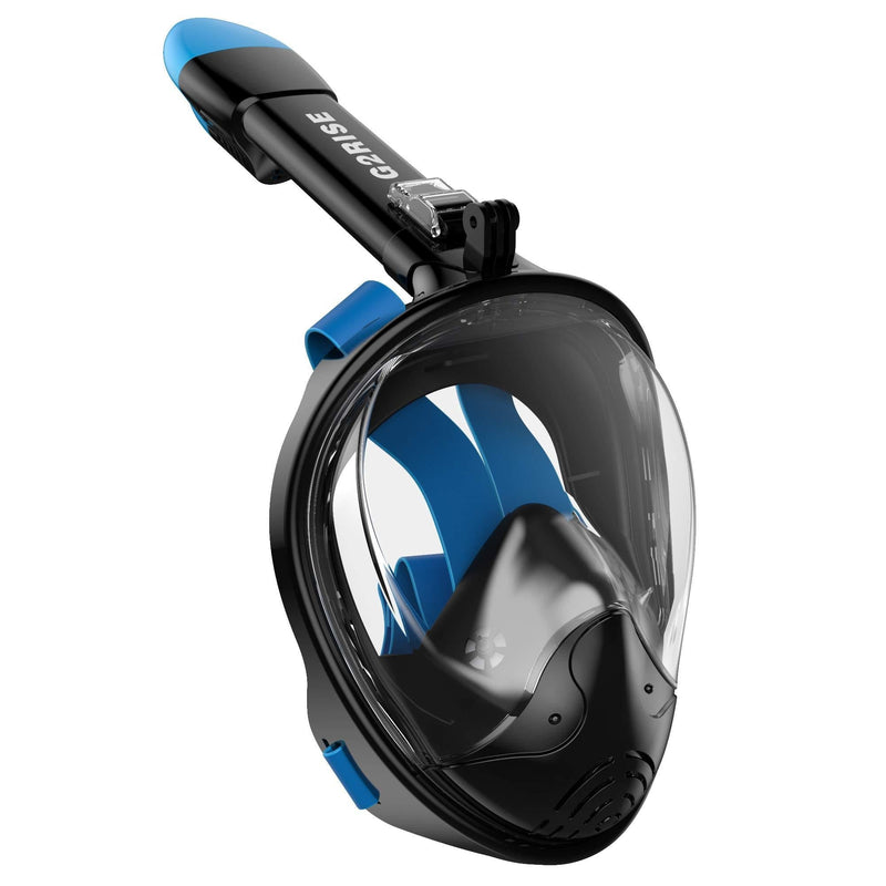 G2RISE SN01 Full Face Snorkel Mask with Detachable Snorkeling Mount, Anti-Fog and Foldable Design for Adults Kids Men Women Black Blue S/M - BeesActive Australia