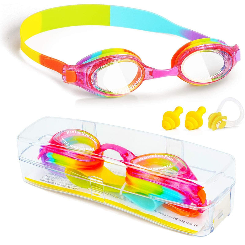 ProChosen Kids Swim Goggles, Waterproof Anti Fog UVA/UVB Protection No Leaking Clear Wide Vision Soft Silicone Gasket Swimming Glasses with Case, Nose Clip, Earplugs for Boys Girls Youth Kids - BeesActive Australia