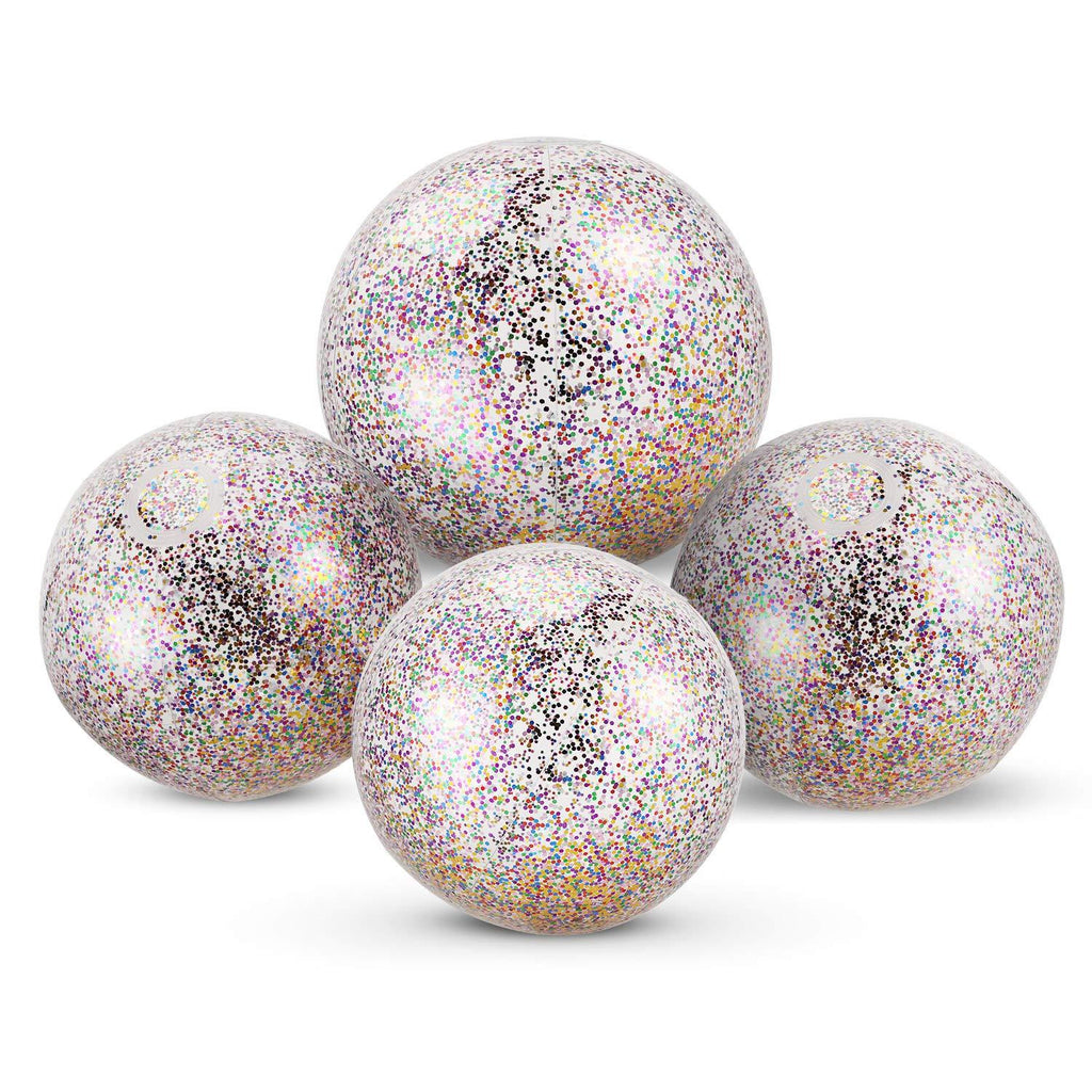 [AUSTRALIA] - Chuangdi 4 Pieces Glitter Beach Ball Confetti Beach Ball Inflated Party Ball for Summer Beach Favor (16 Inch-3 Pieces, 24 Inch-1 Piece) 