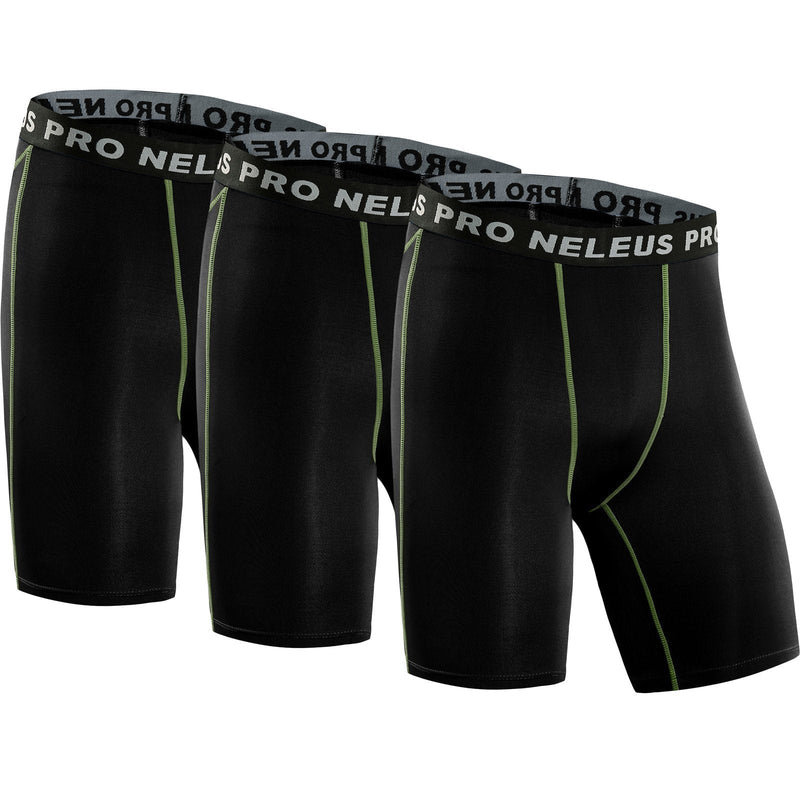 [AUSTRALIA] - Neleus Men's 3 Pack Compression Short Large 047# 3 Pack: Black,black,black 