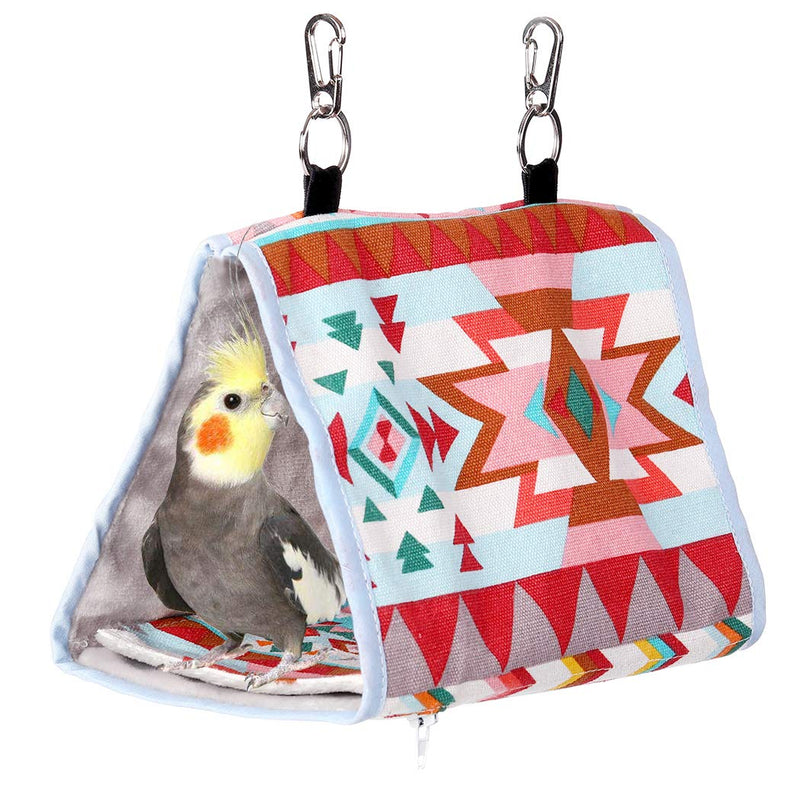 KINTOR Bird Nest Snuggle Hut,Parrot Habitat Cave Hanging Tent for Small Medium Parrots Budgies Eclectus Parakeet Cockatiels Lovebird African Grey Pink Ethnic S-8.2x4.7x2.5inch - BeesActive Australia