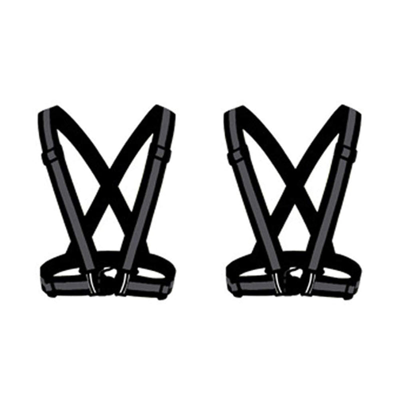 HYCOPROT Reflective Vest 2 Pack Safety Gear with High Visibility Adjustable Straps for Running, Jogging, Cycling, Hiking, Walking, Multicolor Optional (Black) Black - BeesActive Australia