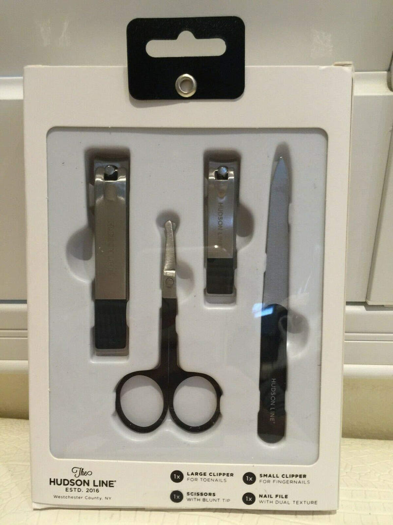Hudson Line 4X Manicure Pedicure Set Silver Nail Clipper File Stainless Steel - BeesActive Australia