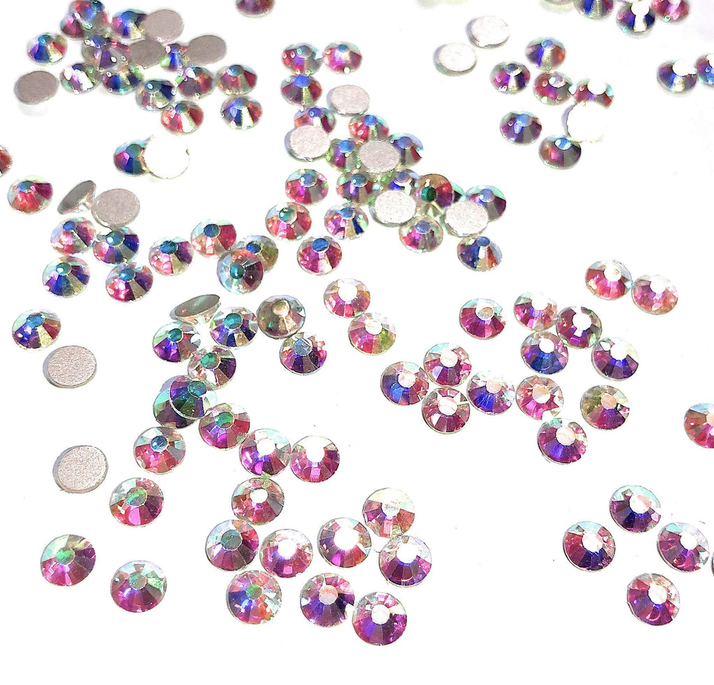 Rhinestones for Nails 1440pcs Crystal AB/Crystal Flatback Glass Rhinestones Nail Art Crystals Diamond Art Round Flatback Gems (AB) - BeesActive Australia