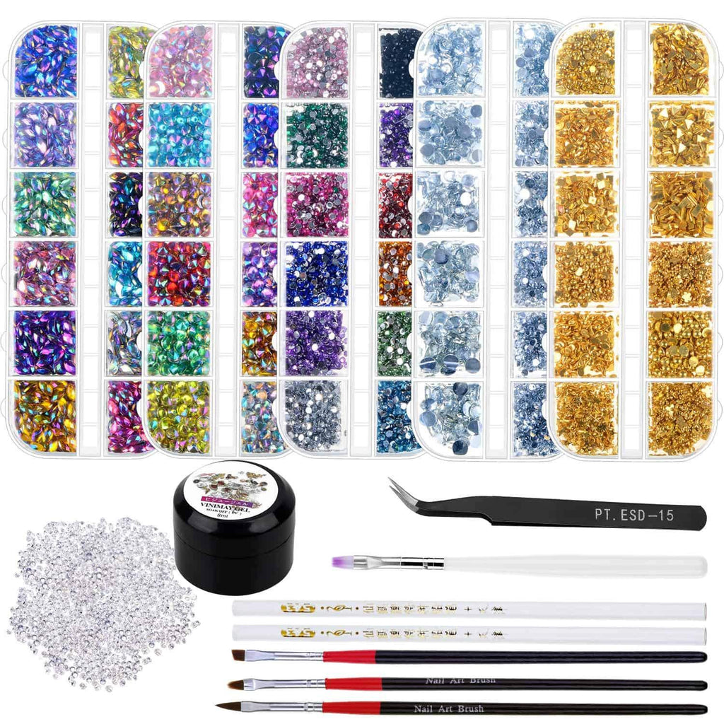 Selizo 8240pcs Nail Rhinestones, Rhinestones for Nails, Nail Gems Crystals Nail Art Rhinestones Supplies with Rhinestone Glue for Nails Art Decoration - BeesActive Australia