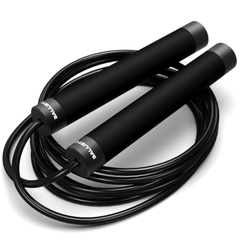 Ballistyx Jump Rope - Premium Speed Jump Rope with 360 Degree Spin, Steel Handles, Silicone Grips and 2 x Adjustable Cables - for Crossfit, Gym & Home Fitness Workouts & More Carbon Black - BeesActive Australia