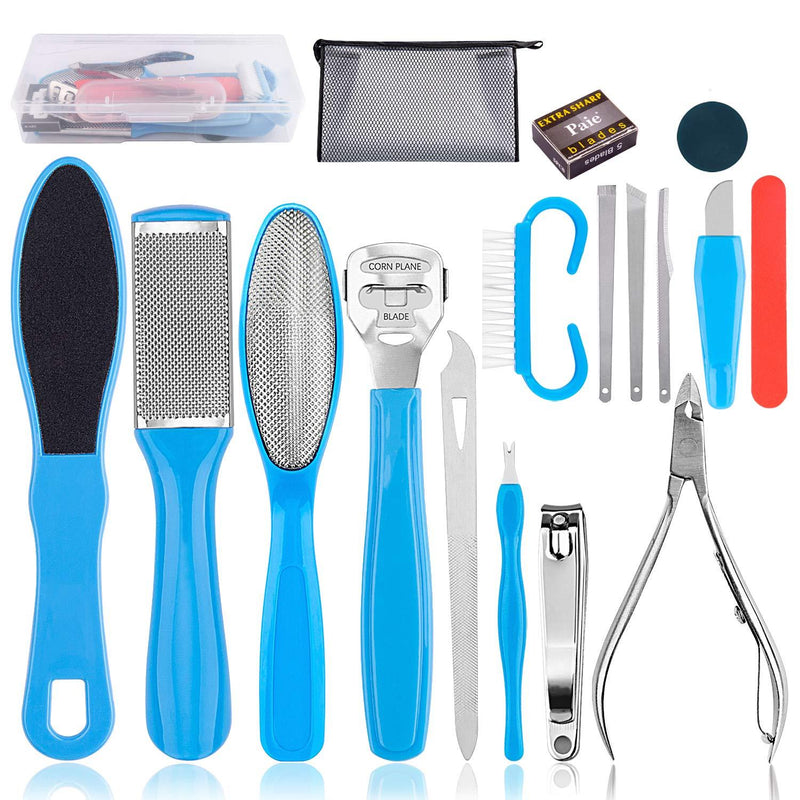 Professional Pedicure Tools Kit 18 in 1, Inpher Stainless Steel Foot Rasp Foot Peel and Callus Clean Feet Dead Skin Tool Set, Nail Toenail Clipper Foot Care Kit for Women Men Salon or Home - BeesActive Australia