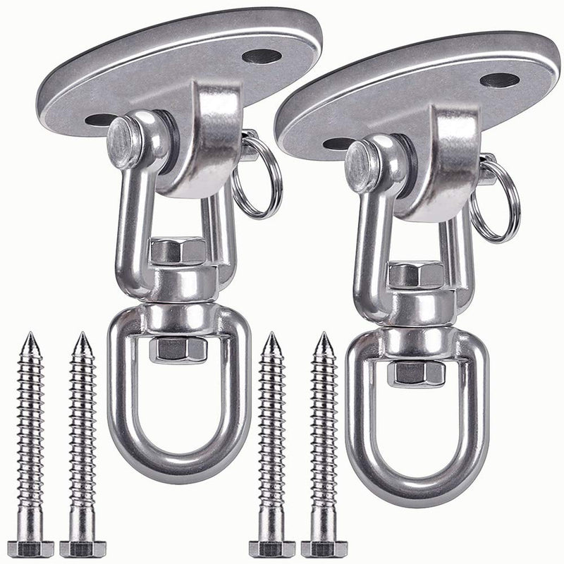 SELEWARE Swing Hangers Permanent Antirust SUS304 Stainless Steel Heavy Duty 360° Swivel Swing Set Brackets, 2000 lb Capacity Playground Porch Swing Set Chair Yoga Hammock Rope Tire Pod (2 Pack) - BeesActive Australia