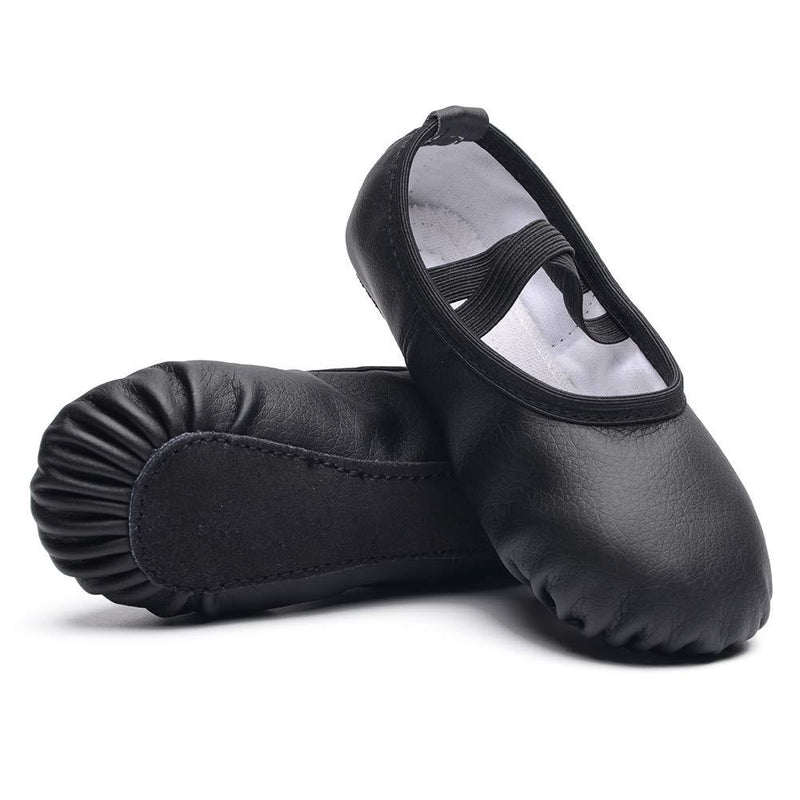 [AUSTRALIA] - Ambershine Full Sole Leather Ballet Shoes for Girls/Toddlers/Kids,Leather Ballet Slippers/Dance Shoes Little Kid (4-8 Years) 10.5 Little Kid Black-full Sole 