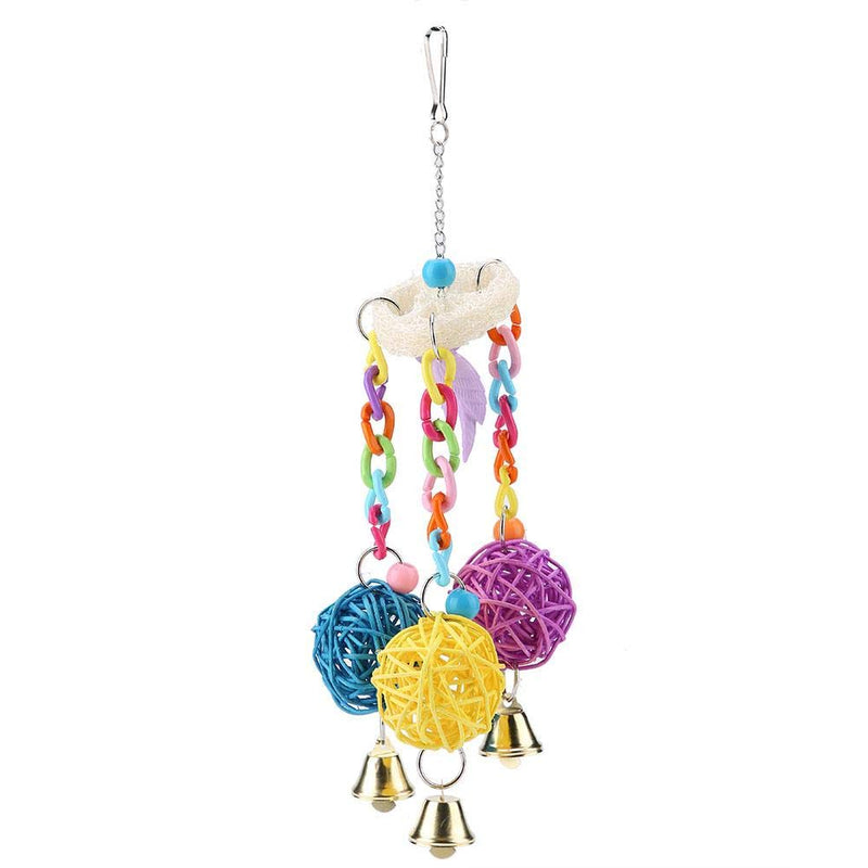 Pet Parrot Chewing Swing Toys Colorful Rattan Ball Hanging Decor with Bell for Bird Budgie Parakeet Cockatiels Conure Lovebird Finch Macaw African Grey Cockatoo - BeesActive Australia