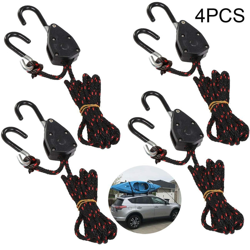 [AUSTRALIA] - Acronde 4PCS 1/8" Adjustable Heavy Duty Rope Hanger Ratchet Kayak and Canoe Bow and Stern Tie Downs Straps 6.0 Feet 