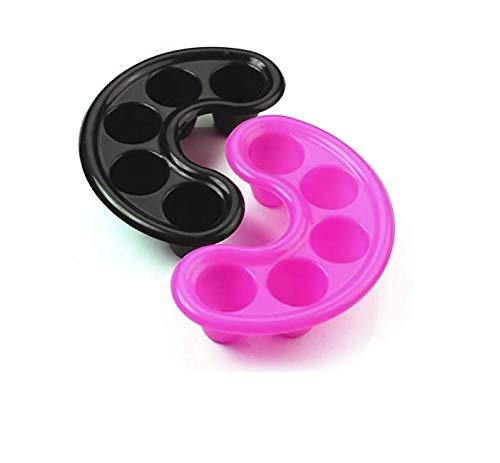 LASSUM 2 Pieces Nail Art Tips Hand Soak Bowl Tray Manicure Soaking Remover Tool, Black & Pink - BeesActive Australia