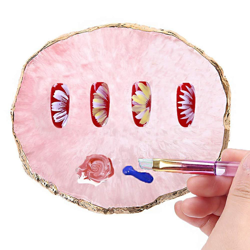Resin Nail Art Palette, Kalolary Polish Holder Drawing Color Palette, Nail Art Painting Gel Palette Manicure Tool (Pink) Pink - BeesActive Australia