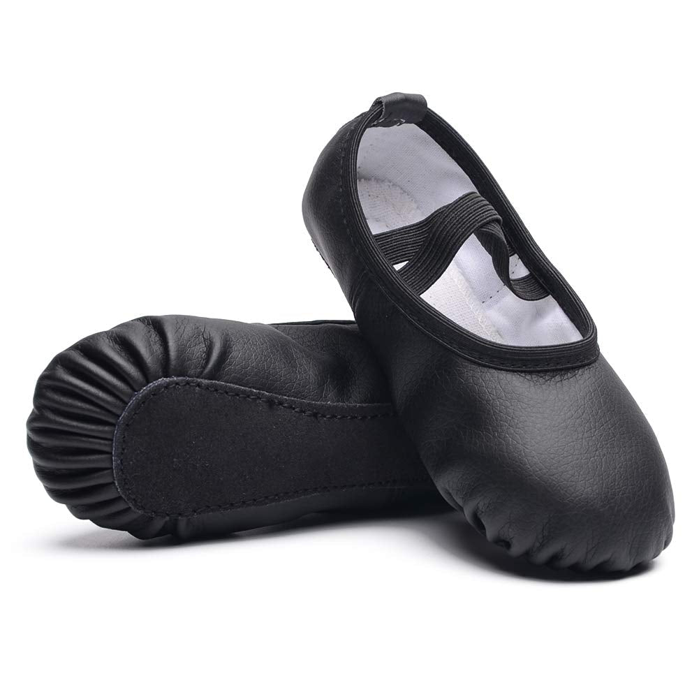 Ambershine Full Sole Leather Ballet Shoes for Girls/Toddlers/Kids,Leather Ballet Slippers/Dance Shoes 2.5 Little Kid Black-full Sole - BeesActive Australia