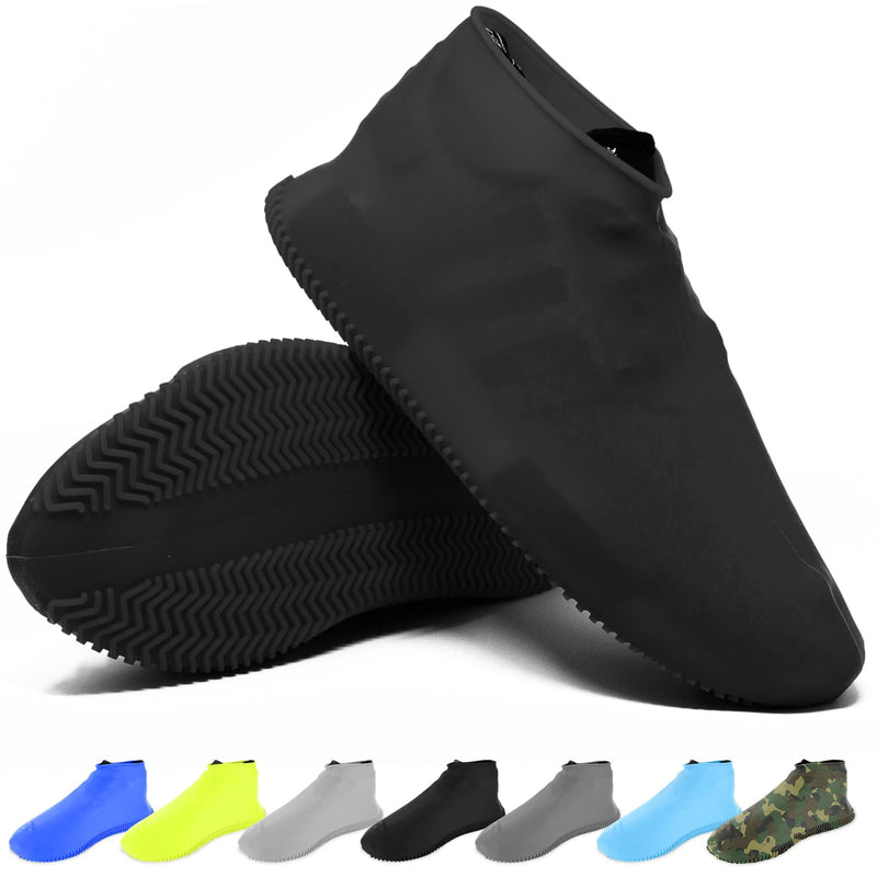 BAYI - Shoe Cover Waterproof Sneakers Silicone Rain Shoes Cover Durable Reusable Slip On Anti Slip Protector, Black, Medium - BeesActive Australia