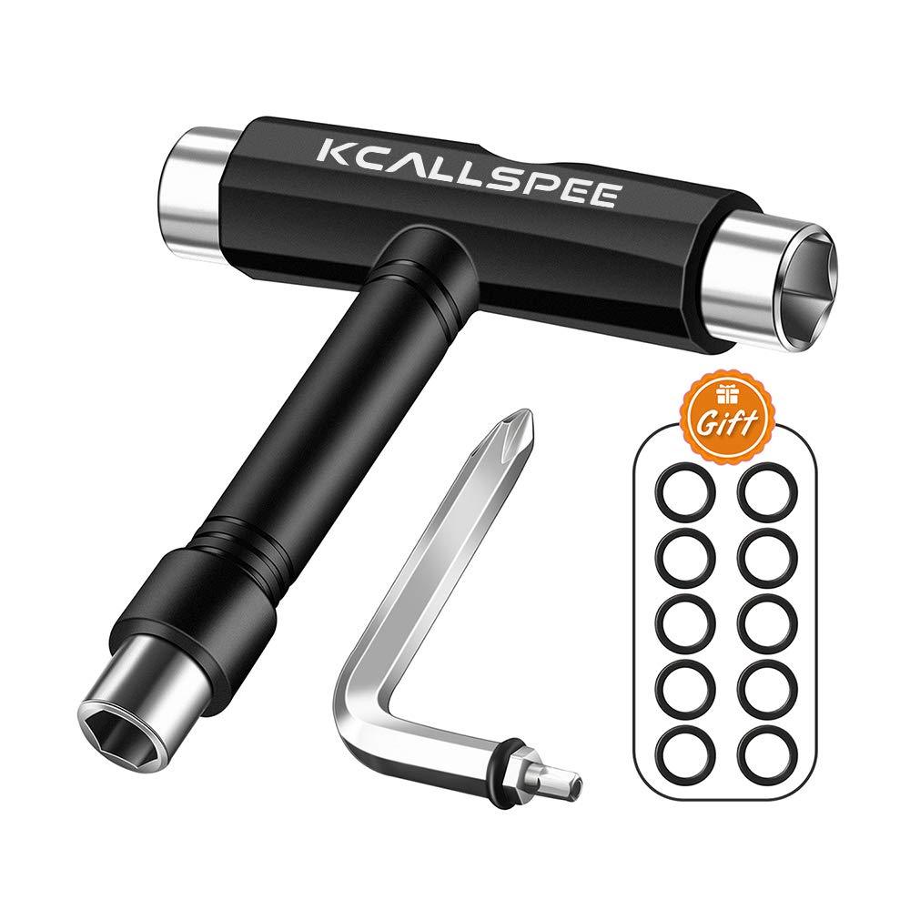 Kcallspee Skateboard Tool, T Skate Tool and Allen Key with Cross Screwdriver Head and 10PCS Speed Washers, Universal for Longboard Skateboard and More - BeesActive Australia