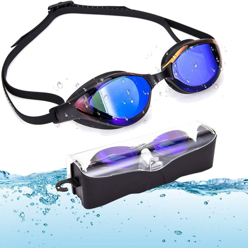 [AUSTRALIA] - Lelinta Swim Goggles,Anti Fog UV Protection No Leaking Triathlon Swimming Goggles with Free Protection Case and Replaceable Nose Bridgefor Adult Women Men Youth Kids adjustable Violet Blue(professional) 