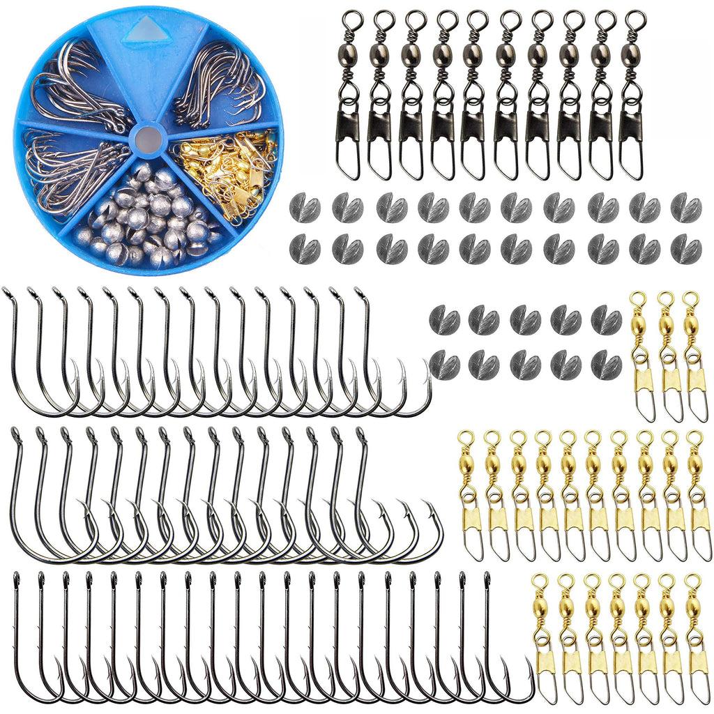 [AUSTRALIA] - Hook Snap Swivel Sinker Assortment 110Pcs Fishing Tool Assortment Terminal Tackle Baitholder Hooks Octopus Hook Circle Hooks Sinker 