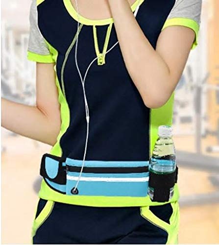 Running Belt Lightweight with Zipper Front Pouch and Convenient Headphone Hole, Side Compartment and Water Bottle Holder. Holds 6-inch Smartphone in Case. Black - BeesActive Australia