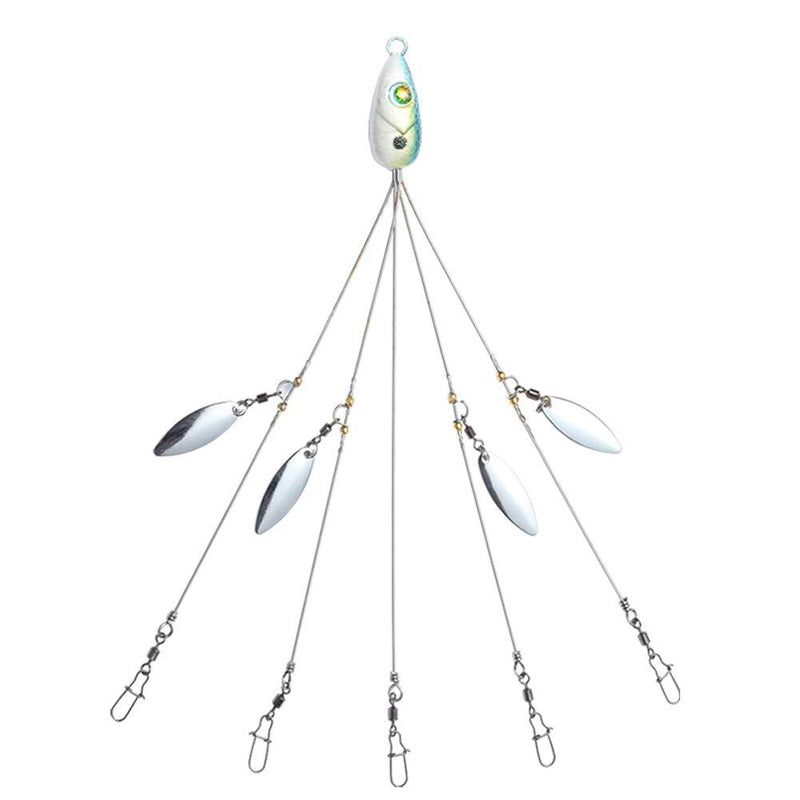 [AUSTRALIA] - corki 5 Arms Alabama Umbrella Rig Fishing Lure Bait Rigs with Barrel Swivels for Bass Lures light blue 