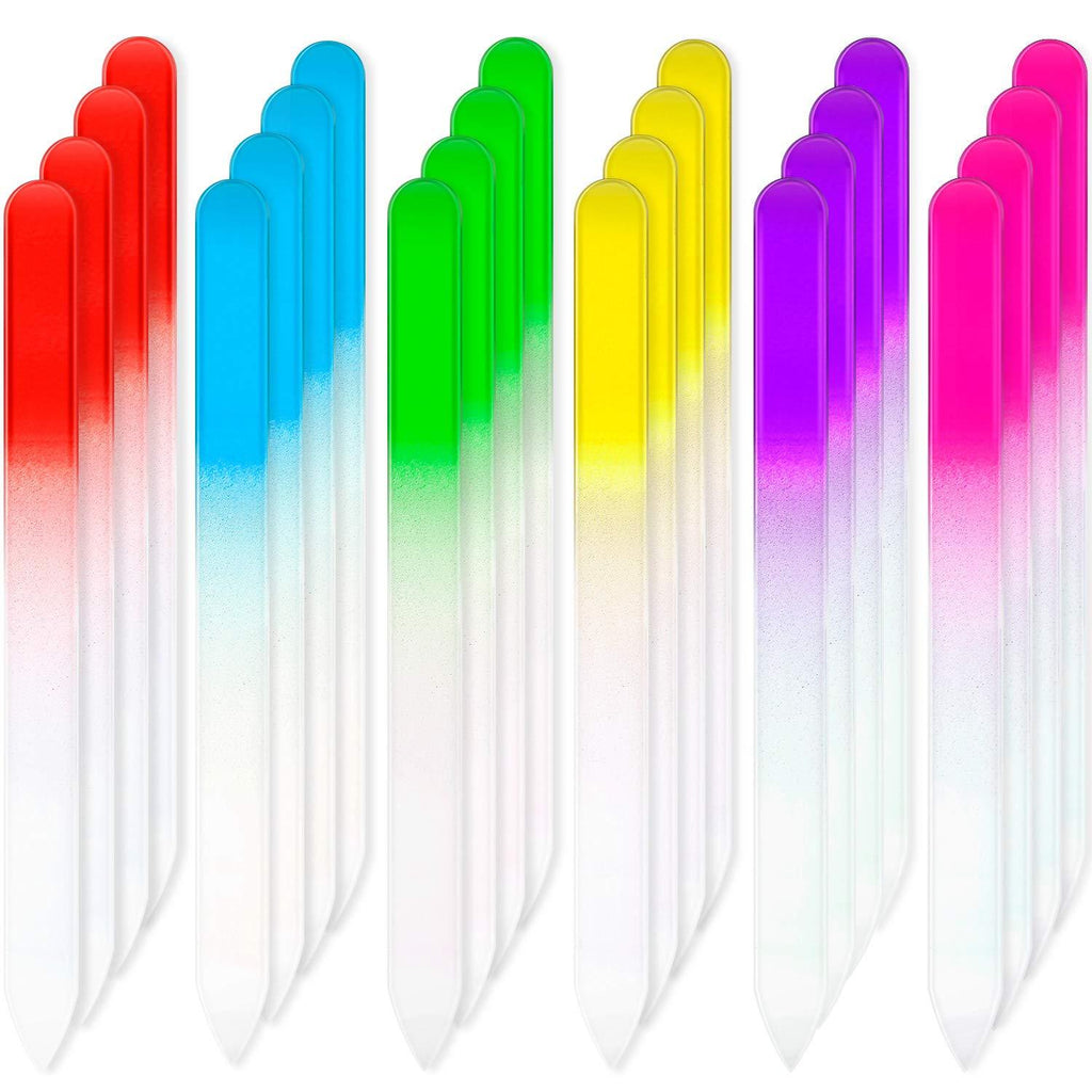 24 Pieces Nail Files Glass Nail Files Fingernail File Nail Care Manicure Tools Set, Gradient Rainbow Color Buffer Manicure for Natural Nail - BeesActive Australia