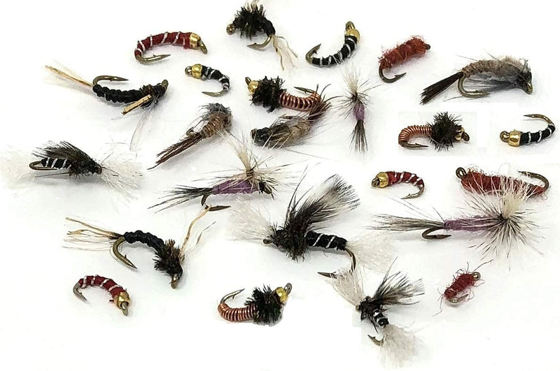 Feeder Creek Fly Fishing Midge Assortment, 8 Popular Wet & Dry Fly Patterns (Bead Head Zebra Midge, Psycho & More - 3 of Each), Set of 24 Hand Tied Flies in Sizes 18, 20, 22 - BeesActive Australia