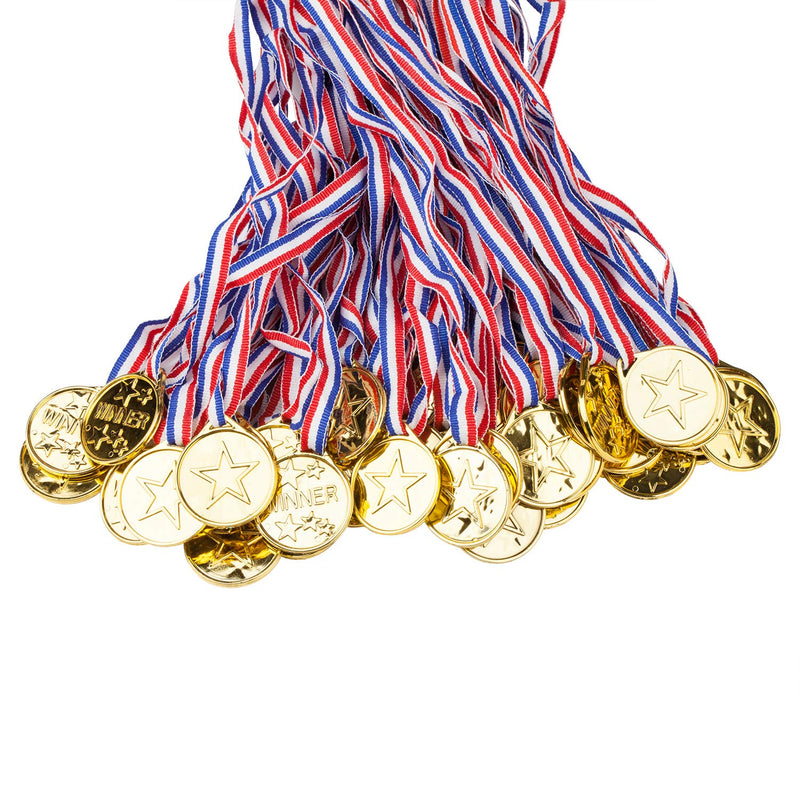100 Packs Children's Gold Plastic Winner Medals Kids Golden Winner Awards Medals - BeesActive Australia