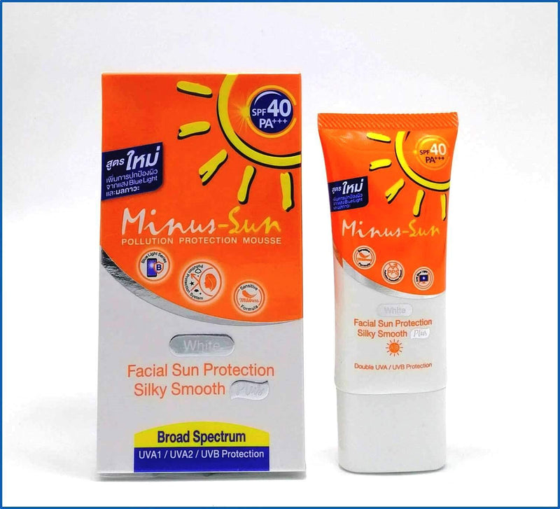Minus (Sol) Sun SPF40 PA+++ White (New Formular x 1 Ounces) Facial Sun Protection Silky Smooth Plus with Broad Spectrum UVA1 UVA2 and UVB Protection - BeesActive Australia