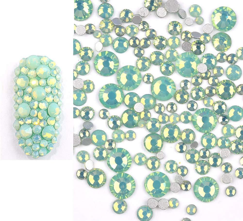 Sparkly Opal Rhinestones for Nails 3D Nail Art Rhinestones - DIY Nail Jewels Crafts - Crystal Diamond Rhinestones and Charms Nail Decoration Flatback Gems Stones, Opal Green - BeesActive Australia